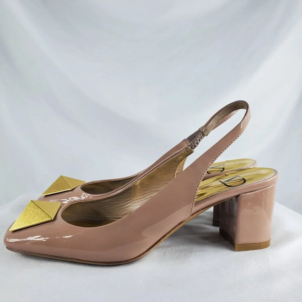 Valentino Garavani Women's Pink One Stud Patent Leather Pumps Size 8.5 - Picture 8 of 16
